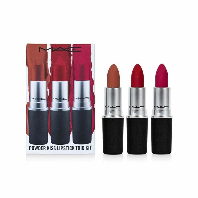 M.A.C Powder Kiss Lipstick Travel Set Trio Kit